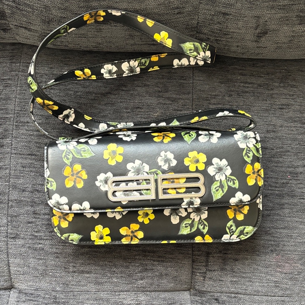 Floral Black and Yellow Designer Shoulder Bag